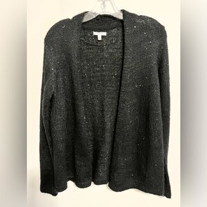 Croft & Barrow Black Sequined Open Front Sweater Cardigan in Black. Size Medium